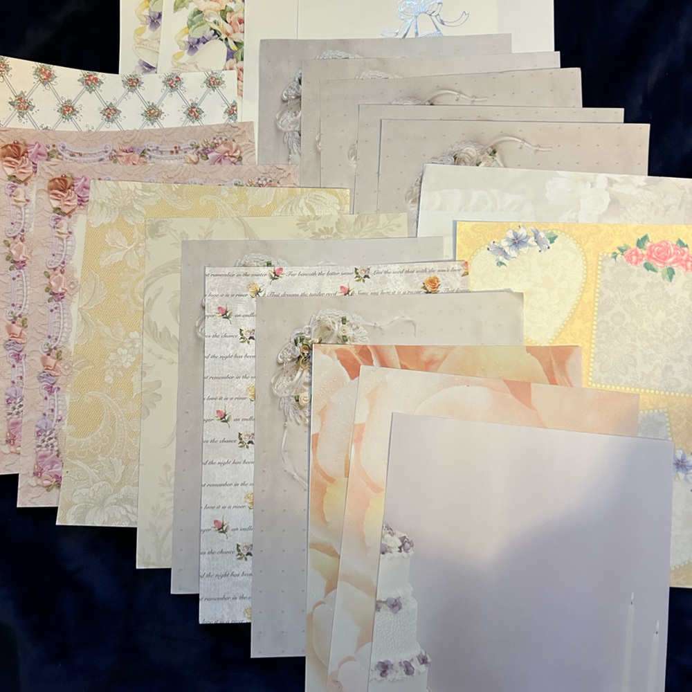 Floral Patterned Wedding Scrapbook Paper Set